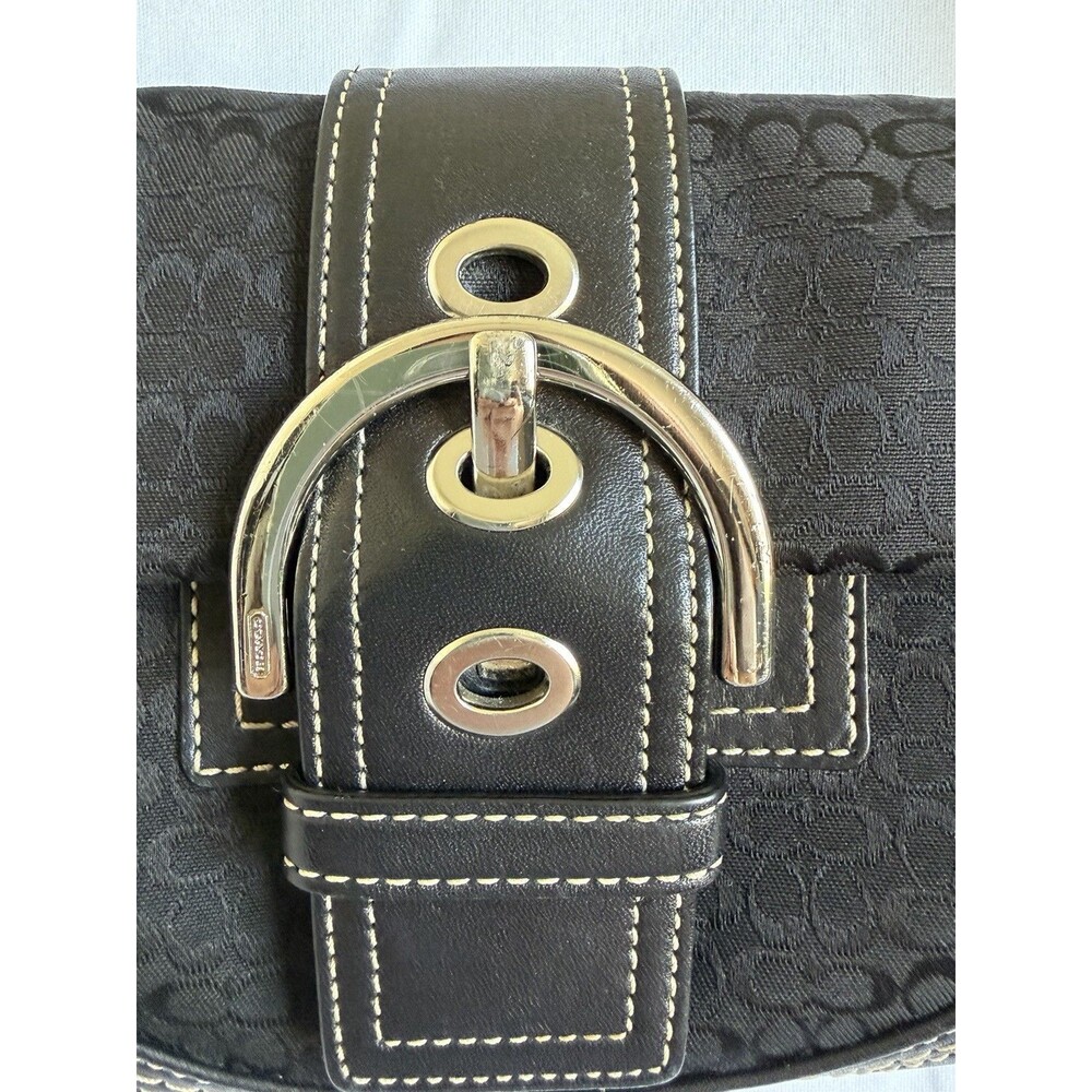 Y2K Vintage Coach Black Soho Mini Monogram Shoulder Bag With Silver Buckle - Picture 4 of 7
